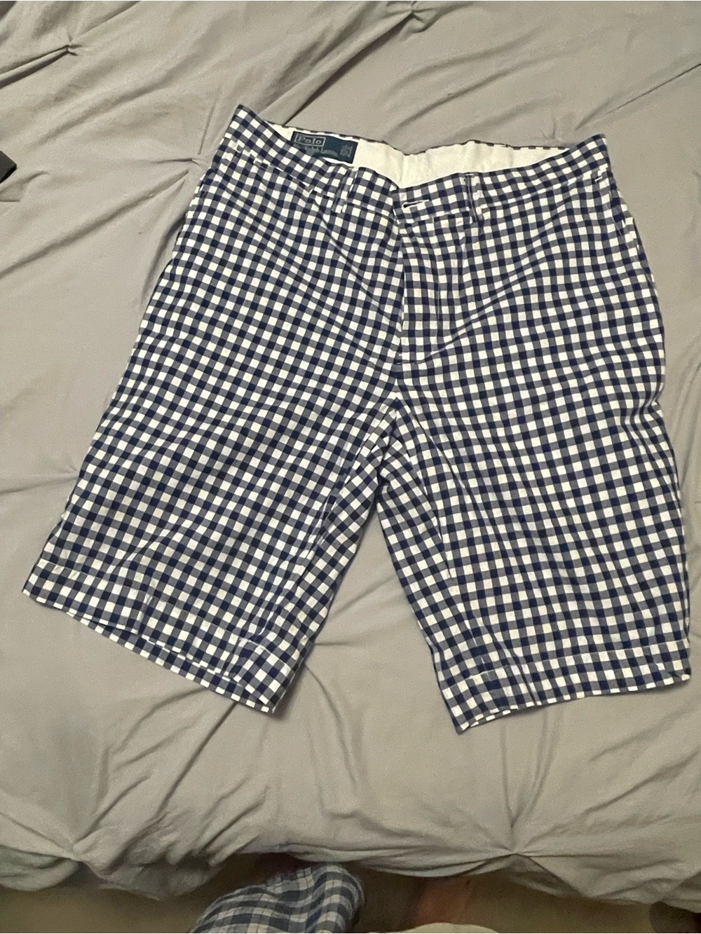 Ralph Lauren Blue and White Gingham Shorts, 9” inseam, barely worn